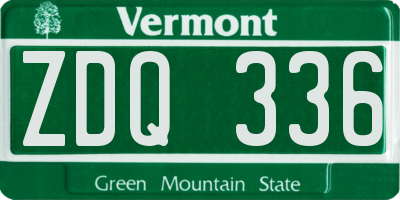 VT license plate ZDQ336