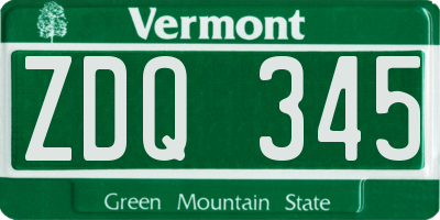 VT license plate ZDQ345