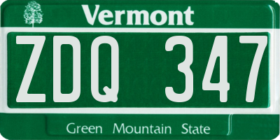 VT license plate ZDQ347