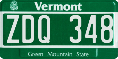 VT license plate ZDQ348