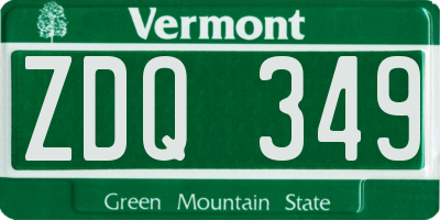 VT license plate ZDQ349