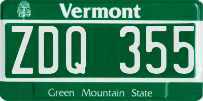 VT license plate ZDQ355