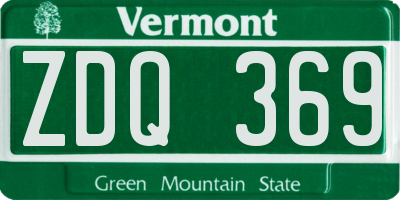 VT license plate ZDQ369