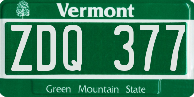 VT license plate ZDQ377
