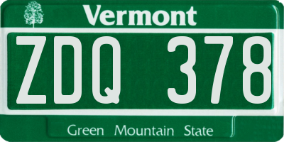 VT license plate ZDQ378