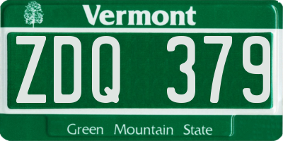 VT license plate ZDQ379