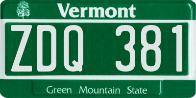 VT license plate ZDQ381