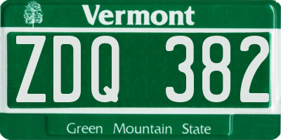 VT license plate ZDQ382