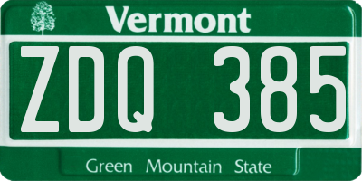 VT license plate ZDQ385