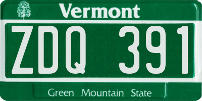 VT license plate ZDQ391