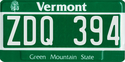 VT license plate ZDQ394