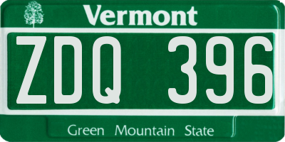 VT license plate ZDQ396