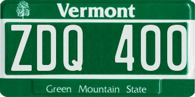 VT license plate ZDQ400