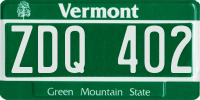 VT license plate ZDQ402