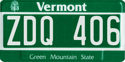 VT license plate ZDQ406