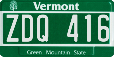 VT license plate ZDQ416