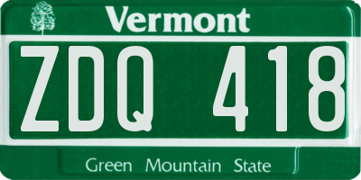 VT license plate ZDQ418