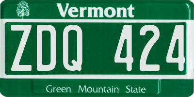 VT license plate ZDQ424