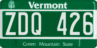 VT license plate ZDQ426