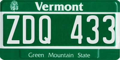 VT license plate ZDQ433