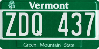 VT license plate ZDQ437