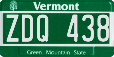 VT license plate ZDQ438