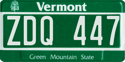 VT license plate ZDQ447