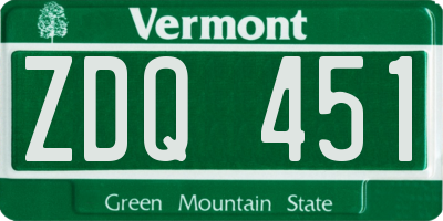 VT license plate ZDQ451