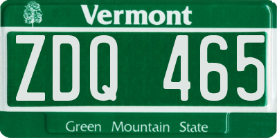 VT license plate ZDQ465