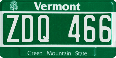 VT license plate ZDQ466