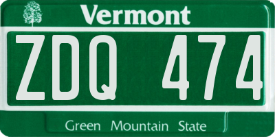 VT license plate ZDQ474