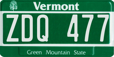 VT license plate ZDQ477