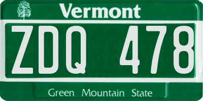 VT license plate ZDQ478