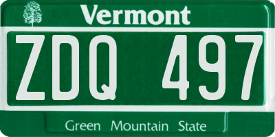 VT license plate ZDQ497