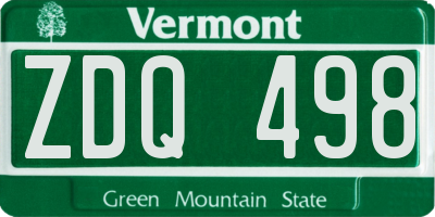 VT license plate ZDQ498