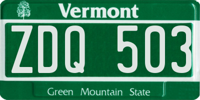 VT license plate ZDQ503