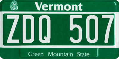 VT license plate ZDQ507