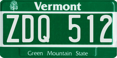 VT license plate ZDQ512