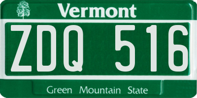 VT license plate ZDQ516
