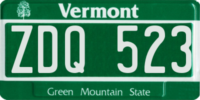 VT license plate ZDQ523