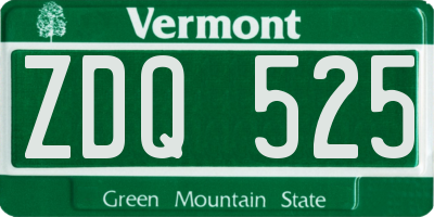 VT license plate ZDQ525