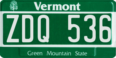 VT license plate ZDQ536