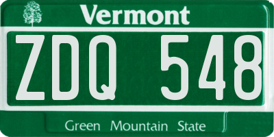 VT license plate ZDQ548