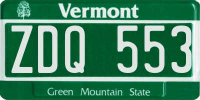 VT license plate ZDQ553