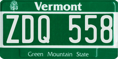 VT license plate ZDQ558