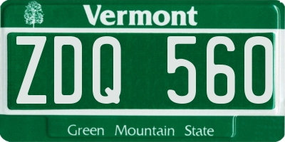 VT license plate ZDQ560
