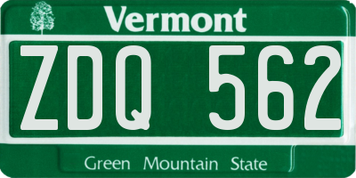 VT license plate ZDQ562