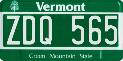 VT license plate ZDQ565