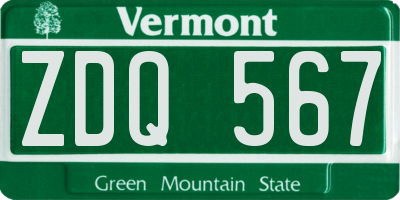 VT license plate ZDQ567