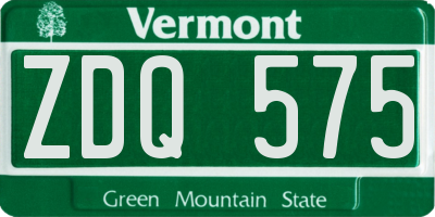 VT license plate ZDQ575